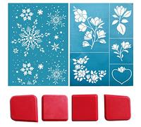 Cayway Stencil Autoadesivi per Serigrafia, Serigrafia Fiocchi di Neve di Natale Autoadesivi Serigrafia Stampa Stencil Mesh Transfers per Serigrafia, per Dipingere Decorazioni