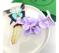 Cayyoomm Forcina per capelli con farfalla blu e orchidea viola Hanfu forcina cinese antico copricapo classico fermaglio per capelli elemento Han (orchidea farfalla)