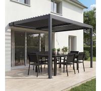 Cazeboo Pergola bioclimatica addossata PIANA 3x2m in alluminio grigio