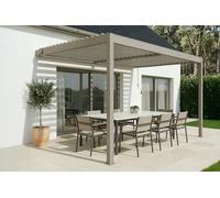 Cazeboo Pergola bioclimatica addossata PIANA 4x3m in alluminio tortora