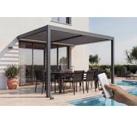 Cazeboo Pergola bioclimatica AGOSTA 4x3m motorizzata con illuminazione LED, altezza 250cm - Alluminio grigio