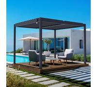 Cazeboo Pergola bioclimatica autoportante alluminio 304 x 259 x 218 cm grigio antracite - PIANA 3x2,5 m lamelle orientabili 110° struttura resistente vento 70 km/h kit completo terrazza giardino