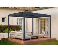 Cazeboo Pergola bioclimatica autoportante PIANA 3x2,5 m in alluminio grigio con 3 lamelle frangivista
