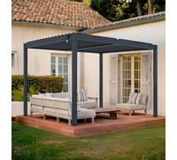 Cazeboo Pergola Bioclimatica Autoportante PIANA 4x3 m 12 m² - Pergola in Alluminio Grigio Antracite con Lamelle Orientabili in Acciaio, Manovella, Kit di Fissaggio