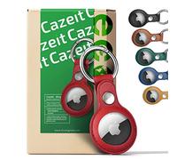 Cazeit® AirTag Custodia protettiva con ciondolo in pelle + moschettone gratuito, ultra leggera, portachiavi dal design semplice, resistente alle intemperie e robusto, confezionato a mano in Germania