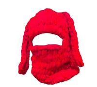 Caziffer Balaclava - Passamontagna a 1 foro per il viso lavorato a maglia, balaclava con orecchie di coniglio, maschera da sci termica per donna, inverno, Halloween, Natale, rosso, Taglia unica