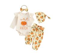 Caziffer Costume di Halloween per neonato, costume Halloween per bambini, vestito My First Halloweens, 3 pezzi, pagliaccetto + pantaloni + cappello per ragazzi 0-18 mesi (Kaki, 6-9 mesi)