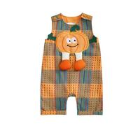 Caziffer Costume Halloween Bambino Bambino Tuta Bambino Senza Maniche Girocollo Costume Halloween Zucca Ricamato per Ragazzi 0-24 Mesi, arancione, 3-6 Mesi