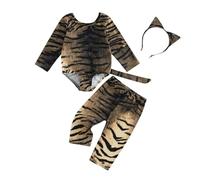 Caziffer Costume per Halloween per bambina, set di Halloween con zucca, pagliaccetto + pantaloni, costume da bambina, Halloween, 0-18 mesi, marrone, 6-12 Mesi
