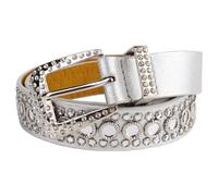 Caziffer Donne Uomini Cinture con Rivetti Punk Rock Proiettili Rivetto Studded PU Pelle Cintura Doppio Foro Hip Hop Western Gotici Cintura per Jeans (G Bianco, One Size)