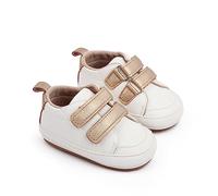 Caziffer Scarpine Primi Passi Bimbo Mocassini Sneakers Colore Solido/Contrasto Colore PU Pelle Suola Antiscivolo Prewalker Primo Cammino Scarpe (Oro, 6-12 Months)