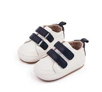 Caziffer Scarpine Primi Passi Bimbo Mocassini Sneakers Colore Solido/Contrasto Colore PU Pelle Suola Antiscivolo Prewalker Primo Cammino Scarpe (Blu Scuro, 0-6 Months)