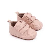 Caziffer Scarpine Primi Passi Bimbo Mocassini Sneakers Colore Solido/Contrasto Colore PU Pelle Suola Antiscivolo Prewalker Primo Cammino Scarpe (Rosa, 12-18 Months)