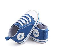 Caziffer Scarpine Primi Passi Scarpe in Tela per Neonati Suola Morbida Scarpa da Ginnastica per Camminatori Scarpette Piatte Antiscivolo Allacciata per Bimbi (Blu, 12_Months)