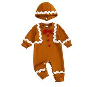 Caziffer Set di Natale per neonato, per bambini, 2 pezzi, tuta + cappello per travestimento di Natale, unisex, 0-18 mesi (marrone, 6-12 mesi)