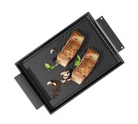 CAZOOO Piastra di cottura 38x21 cm con maniglie laterali e foro per appendere, plancha liscia con rivestimento in ghisa antiaderente per tutti i tipi di piani cottura, compresi induzione e forno