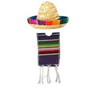 Cazqgoy 1 piccolo berretto messicano Sombrero e 1 poncho Serapes per bottiglie, rivestimento per poncho da birra colorato, cappello Tiny Sombrero, Mini Serapes Poncho for Bottles, Lilla, L