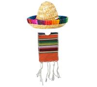 Cazqgoy 1 piccolo berretto messicano Sombrero e 1 poncho Serapes per bottiglie, rivestimento per poncho da birra colorato, cappello Tiny Sombrero, Mini Serapes Poncho for Bottles, Colore: arancione