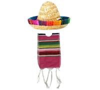 Cazqgoy 2 Piccoli Cappelli Sombrero Messicani E Serapes Poncho Per Bottiglie,Poncho Di Birra Colorata,Cappellino Tiny Sombrero, Mini Serapes Poncho For Bottles, rosso rose, L