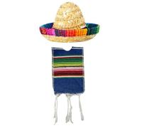 Cazqgoy 2 piccoli poncho messicani Sombrero e Serapes per bottiglie, copertura colorata per poncho da birra, piccolo cappello Sombrero, mini poncho Serapes per bottiglie, Marina Militare, L