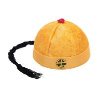Cazqgoy Cappellino cinese imperiale, cinese antico principe, cappello con mandarino, cappello orientale cinese, cappello cinese (giallo)