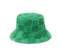 Cazqgoy Cappello a secchiello invernale in finta pelliccia, Berretto da pescatore in peluche, Cappello da pesca da donna, Cappello invernale, Cappello a secchiello soffice, Verde, L