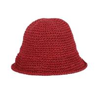 Cazqgoy Cappello da pesca da donna, con cinghia, cappello estivo da spiaggia, cappello da sole, pieghevole e traspirante, Colore: rosso, Einheitsgröße-L