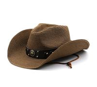 Cazqgoy Cowboy, cappello da donna da uomo, con cinghia, cappello da cowgirl, caffè, L