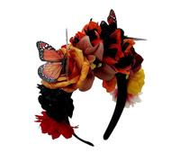 Cazqgoy Day of the Dead Hair Accessories, Floral Headpiece for Women, Flower Wreath,Festival Flower Headband for Female Death Fancy Dress Costume Headwear (arancione)