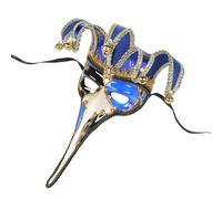 Cazqgoy Maschera lunga per Halloween, costume da steampunk, costume da steampunk, per uomo e donna, per feste e fotografie, design unico (blu)