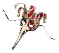 Cazqgoy Maschera lunga per Halloween, costume da steampunk, costume da steampunk, per uomo e donna, per feste e fotografie, design unico (rosso)