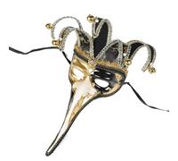 Cazqgoy Maschera lunga per Halloween, costume da steampunk, costume da steampunk, per uomo e donna, per feste e fotografie, design unico (nero)