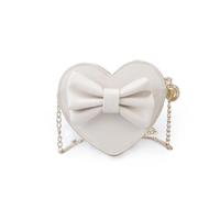 Cazqgoy Mini borsa a tracolla a forma di cuore, con cerniera, Coin Purse, Chain Bag Bow, School Bag