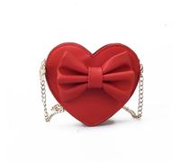 Cazqgoy Mini borsa a tracolla a forma di cuore, con cerniera, Coin Purse, Chain Bag Bow, School Bag, Colore: rosso