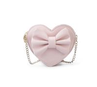 Cazqgoy Mini borsa a tracolla a forma di cuore, con cerniera, Coin Purse, Chain Bag Bow, School Bag, Colore: rosa.