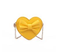 Cazqgoy Mini borsa a tracolla a forma di cuore, con cerniera, Coin Purse, Chain Bag Bow, School Bag, giallo.