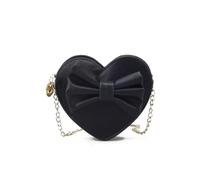 Cazqgoy Mini borsa a tracolla a forma di cuore, con cerniera, Coin Purse, Chain Bag Bow, School Bag, Nero