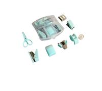 Cazqgoy Set di forniture per ufficio 8 pezzi, set di accessori per ufficio carini, set di cucitrice per scuola, mini astuccio per forniture per ufficio portatile con forbici (blu)