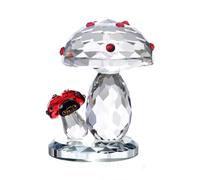 Cazqgoy Statuetta in cristallo a forma di funghi e coccinelle a sette stelle, ornamento in vetro, mini coccinella in cristallo scintillante su fungo in vetro artistico