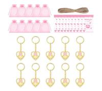 CAZSTYK 10 portachiavi a forma di cuore a forma di piedini per baby shower, portachiavi a tema per annuncio di genere, feste e feste appena nate, regali sentimentali per feste