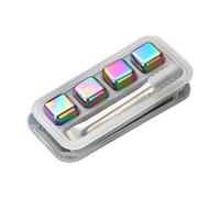 CAZSTYK 4/6/8Pcs pietra di raffreddamento riutilizzabile e pinze bevanda refrigeratore per liquore cocktail succhi di acciaio alimentare cubetti di ghiaccio pietra per bevande