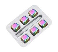 CAZSTYK 4/6/8Pcs pietra di raffreddamento riutilizzabile e pinze bevanda refrigeratore per liquore cocktail succhi di acciaio alimentare cubetti di ghiaccio pietra per bevande