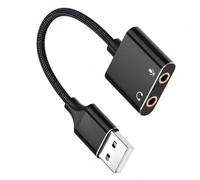 CAZSTYK Adattatore Compatto da USB a 3, 5 mm Tutti i dispositivi | Plug and Play Scheda esterna USB per uso professionale microfono e cuffie, registrazione vocale chiara