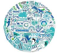 CAZSTYK Adesivi anti-bullismo, confezione da 50, decalcomanie sicure in PVC per elettronica per bambini, materiale scolastico e decorazione per aule in PVC