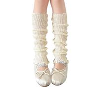 CAZSTYK Bambini Primavera Calzini Sottili Impilabile Gamba Più Calda Maniche Calzino Con Increspature Detaiing Per Le Ragazze Moda Calzetteria Accessori di Moda, Beige, Taglia unica