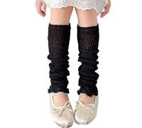 CAZSTYK Bambini Primavera Calzini Sottili Impilabile Gamba Più Calda Maniche Calzino Con Increspature Detaiing Per Le Ragazze Moda Calzetteria Accessori di Moda, Nero , Taglia unica