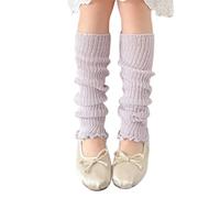 CAZSTYK Bambini Primavera Calzini Sottili Impilabile Gamba Più Calda Maniche Calzino Con Increspature Detaiing Per Le Ragazze Moda Calzetteria Accessori di Moda, Viola, Taglia unica
