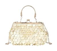 CAZSTYK Borsa a Mano da con Cinturino, Pochette con Perline e | Borsa per eventi formali color crema con manico superiore e tasca interna per programmi
