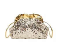 CAZSTYK Borsa a tracolla alla moda con struttura piegata con struttura leggera e interni spaziosi per il trasporto essenziale quotidiano glitter ballo con scomparti, Oro, One Size