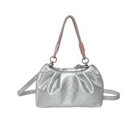 CAZSTYK Borsa a tracolla da donna, in pelle PU, portatile, da bowling, con tracolla regolabile, per lavoro e tempo libero, Argento